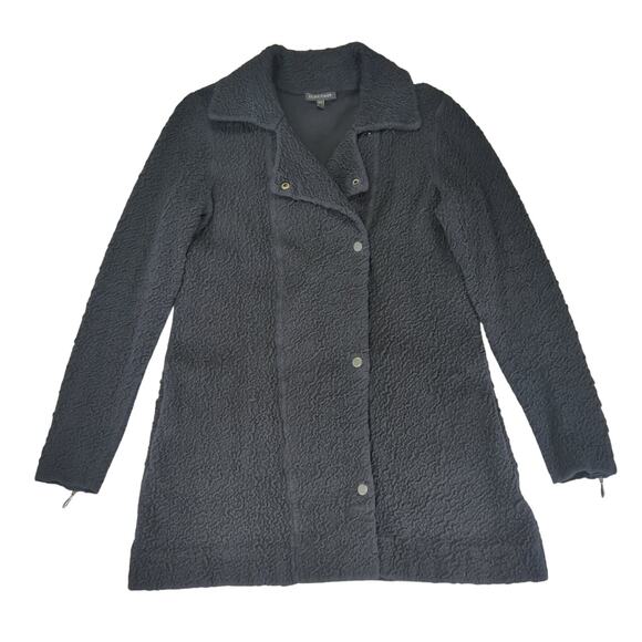 Eileen Fisher Persian Cotton Jacket Black Textured Women's Size Small R0VQ2 Snap - Picture 1 of 10